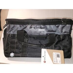 Swiss Military Multi Pocket Tool Satchel Large Black 16" Bag Gray Heavy Duty NEW